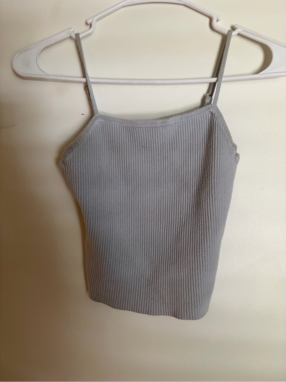 Abercrombie & Fitch Ribbed Square-Neck Cami - Light Gray